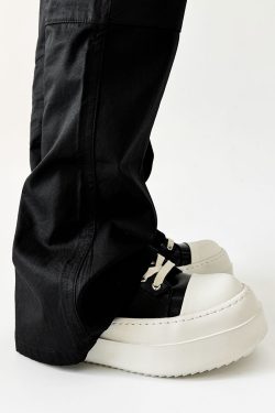 Men's American Retro Thick-Soled Black Platform Shoes, Chunky Canvas Derby Style, Height-Increasing Couples' Footwear