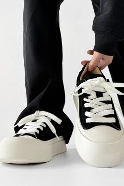 Men's American-Style Oversized Canvas Shoes with Milk-Flavored Sole, Retro Platform Sneakers for Commuting and Training