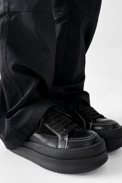 Men's American-Style Thick-Soled Milk-Flavored Leather Shoes, Trendy High Street Black and White Platform Derby Shoes for Women