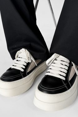 Men's American-Style Thick-Soled Milk-Flavored Leather Shoes, Trendy High Street Black and White Platform Derby Shoes for Women