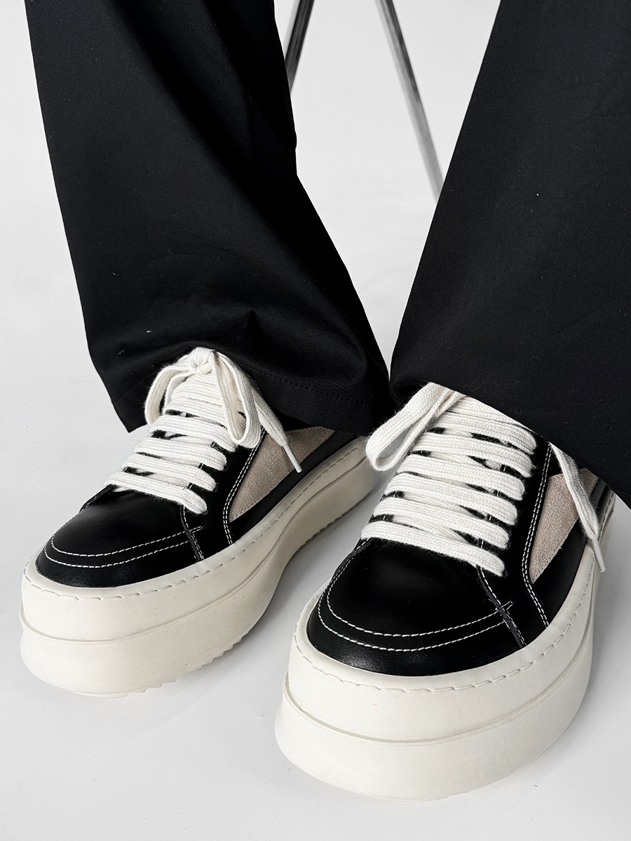 Men's American-Style Thick-Soled Milk-Flavored Leather Shoes, Trendy High Street Black and White Platform Derby Shoes for Women Men's American-Style Thick-Soled Milk-Flavored Leather Shoes, Trendy High Street Black and White Platform Derby Shoes for Women