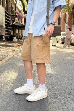 Men's and Women's American Retro Khaki Multi-Pocket Work Shorts - Loose Casual Straight-Leg Five-Point Summer Shorts
