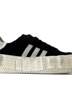 Men's and Women's Black Warrior Three-Stripe Canvas Board Shoes - Trendy Japanese-Style Couple Sneakers