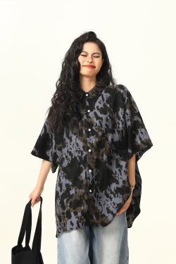 Men's and Women's Irregular Tie-Dye Short Sleeve Shirt - Loose American Street Style Summer Trendy Top