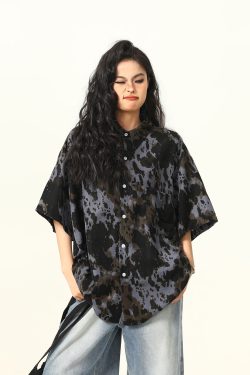 Men's and Women's Irregular Tie-Dye Short Sleeve Shirt - Loose American Street Style Summer Trendy Top