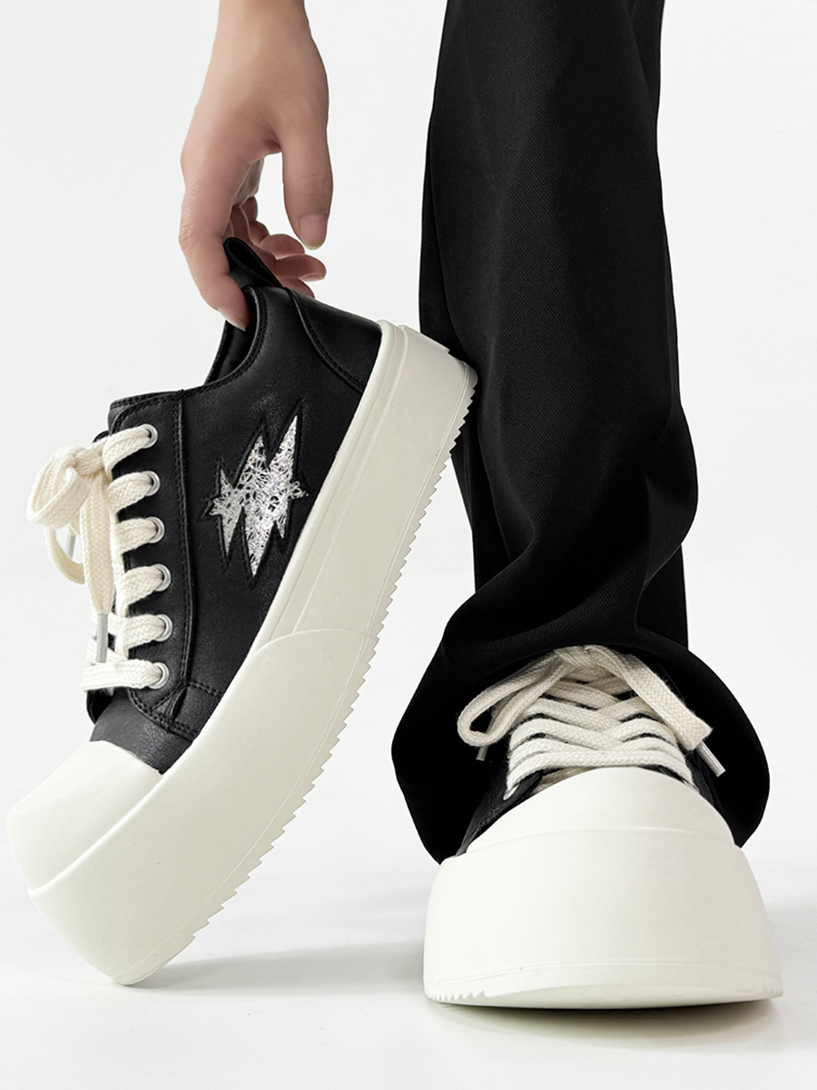 Men's and Women's Lightning Derby Shoes - Genuine Leather Casual Sneakers with Milk Flavor Sole - Stylish Commuter Footwear for Couples Men's and Women's Lightning Derby Shoes - Genuine Leather Casual Sneakers with Milk Flavor Sole - Stylish Commuter Footwear for Couples