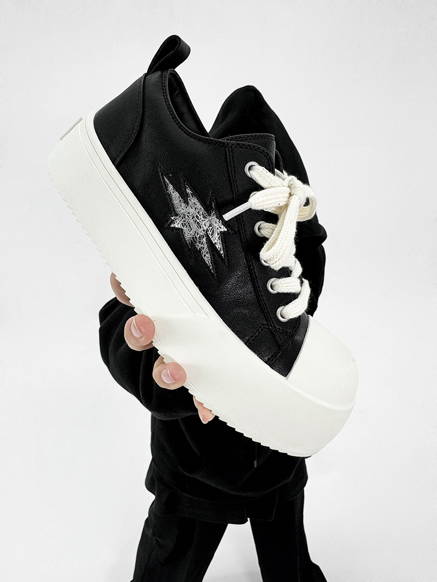 Men's and Women's Lightning Derby Shoes - Genuine Leather Casual Sneakers with Milk Flavor Sole - Stylish Commuter Footwear for Couples Men's and Women's Lightning Derby Shoes - Genuine Leather Casual Sneakers with Milk Flavor Sole - Stylish Commuter Footwear for Couples