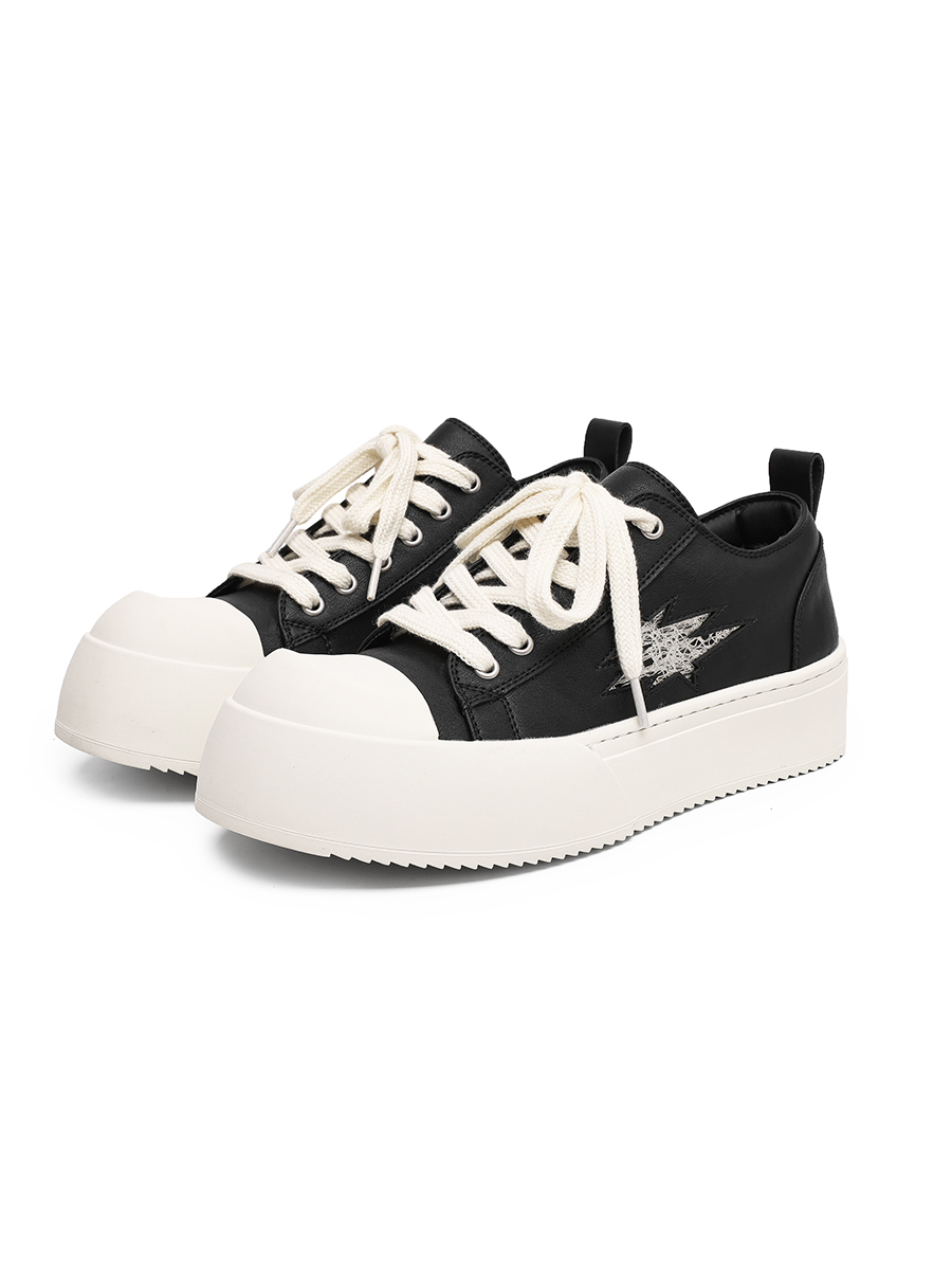 Men's and Women's Lightning Derby Shoes - Genuine Leather Casual Sneakers with Milk Flavor Sole - Stylish Commuter Footwear for Couples Men's and Women's Lightning Derby Shoes - Genuine Leather Casual Sneakers with Milk Flavor Sole - Stylish Commuter Footwear for Couples