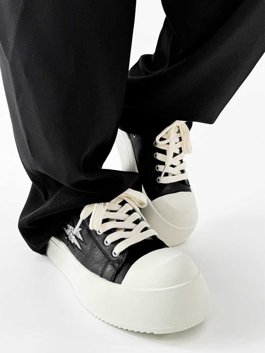 Men's and Women's Lightning Derby Shoes - Genuine Leather Casual Sneakers with Milk Flavor Sole - Stylish Commuter Footwear for Couples Men's and Women's Lightning Derby Shoes - Genuine Leather Casual Sneakers with Milk Flavor Sole - Stylish Commuter Footwear for Couples