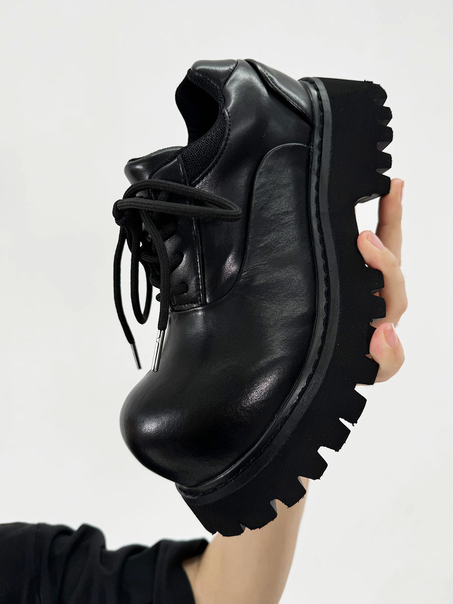 Men's and Women's Paris Mickey Big Head Derby Shoes - Pointed Thick-Soled Height-Increasing Genuine Leather Commuter Style Men's and Women's Paris Mickey Big Head Derby Shoes - Pointed Thick-Soled Height-Increasing Genuine Leather Commuter Style