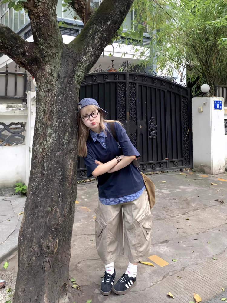 Men's and Women's Retro Plaid Splicing Polo Shirt - Summer College Style Loose Casual Short-Sleeve T-Shirt Men's and Women's Retro Plaid Splicing Polo Shirt - Summer College Style Loose Casual Short-Sleeve T-Shirt