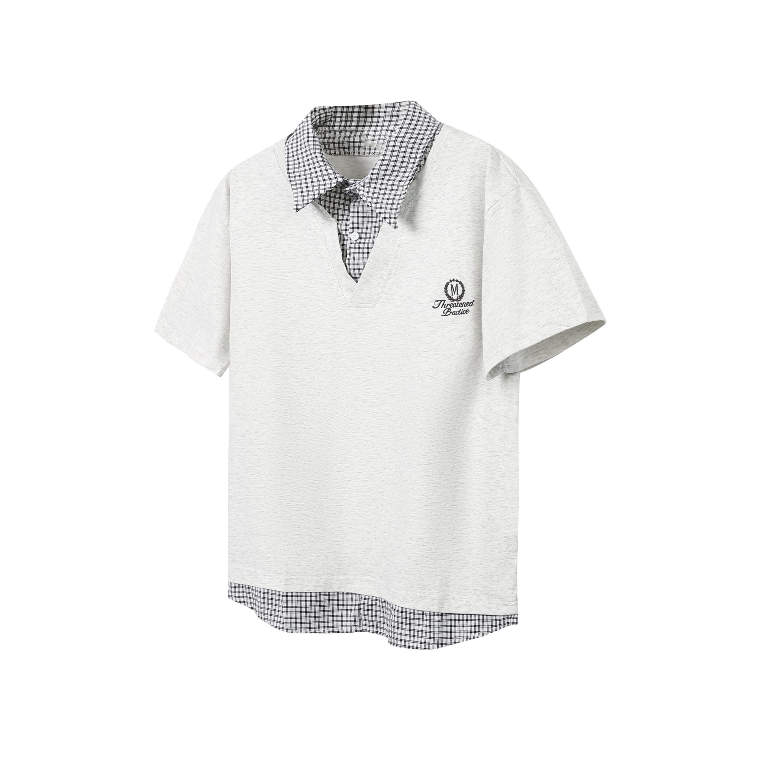 Men's and Women's Retro Plaid Splicing Polo Shirt - Summer College Style Loose Casual Short-Sleeve T-Shirt Men's and Women's Retro Plaid Splicing Polo Shirt - Summer College Style Loose Casual Short-Sleeve T-Shirt