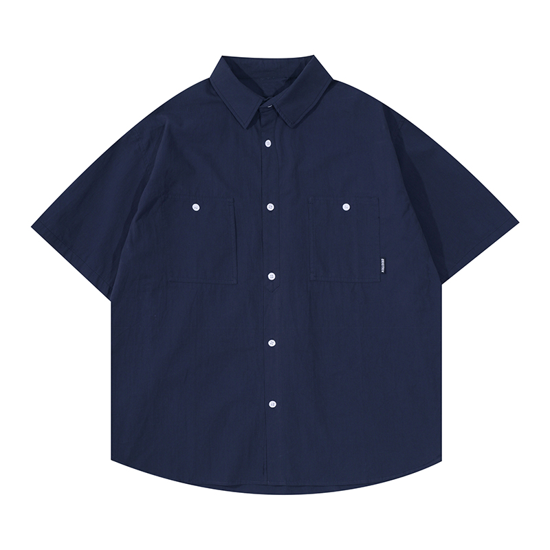 Men's and Women's Summer Japanese-Style Short Sleeve Shirt - Solid Color, Trendy Retro Button-Up for Street Style Fashion Men's and Women's Summer Japanese-Style Short Sleeve Shirt - Solid Color, Trendy Retro Button-Up for Street Style Fashion