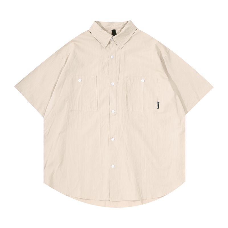 Men's and Women's Summer Japanese-Style Short Sleeve Shirt - Solid Color, Trendy Retro Button-Up for Street Style Fashion Men's and Women's Summer Japanese-Style Short Sleeve Shirt - Solid Color, Trendy Retro Button-Up for Street Style Fashion