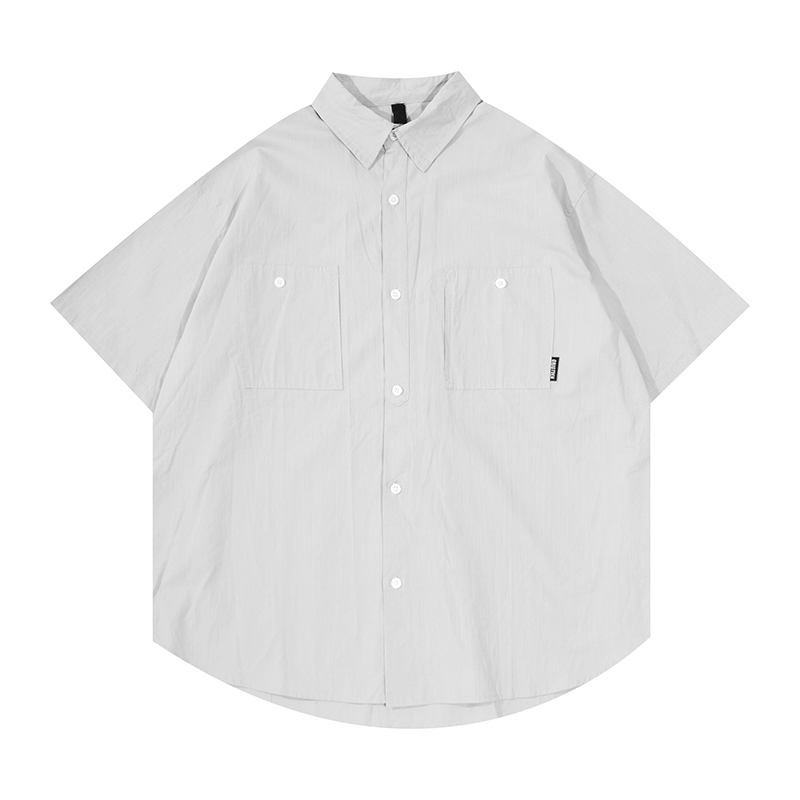 Men's and Women's Summer Japanese-Style Short Sleeve Shirt - Solid Color, Trendy Retro Button-Up for Street Style Fashion Men's and Women's Summer Japanese-Style Short Sleeve Shirt - Solid Color, Trendy Retro Button-Up for Street Style Fashion