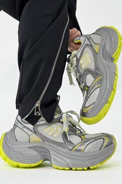 Men's and Women's Vintage Black Thick-Soled Dad Shoes - Height-Increasing Sports Sneakers for Couple, 90s Inspired