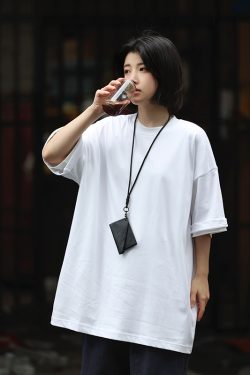 Men's Basic Cotton Undershirt - Loose Fit Short Sleeve, Round Neck, Non-Deformable, Zero Shrinkage, 230g Fabric