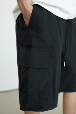 Men's Black Casual Workwear Shorts - Loose Fit Summer Five-Point Pants for Trendy Style