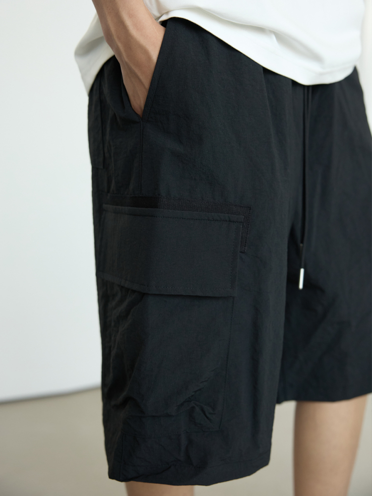 Men's Black Casual Workwear Shorts - Loose Fit Summer Five-Point Pants for Trendy Style Men's Black Casual Workwear Shorts - Loose Fit Summer Five-Point Pants for Trendy Style