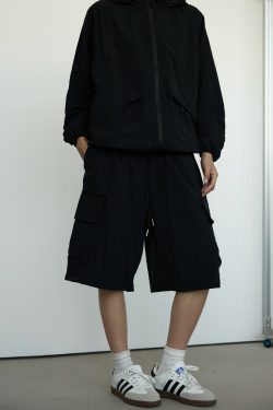 Men's Black Casual Workwear Shorts - Loose Fit Summer Five-Point Pants for Trendy Style