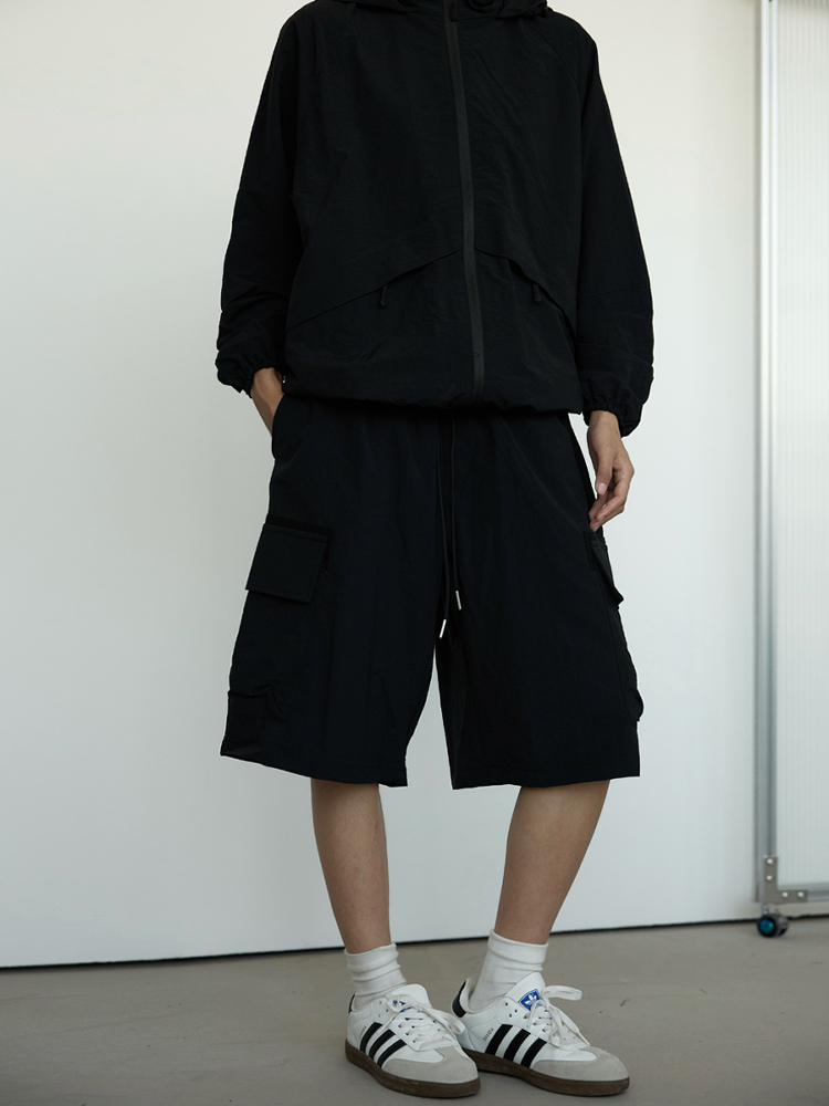 Men's Black Casual Workwear Shorts - Loose Fit Summer Five-Point Pants for Trendy Style Men's Black Casual Workwear Shorts - Loose Fit Summer Five-Point Pants for Trendy Style