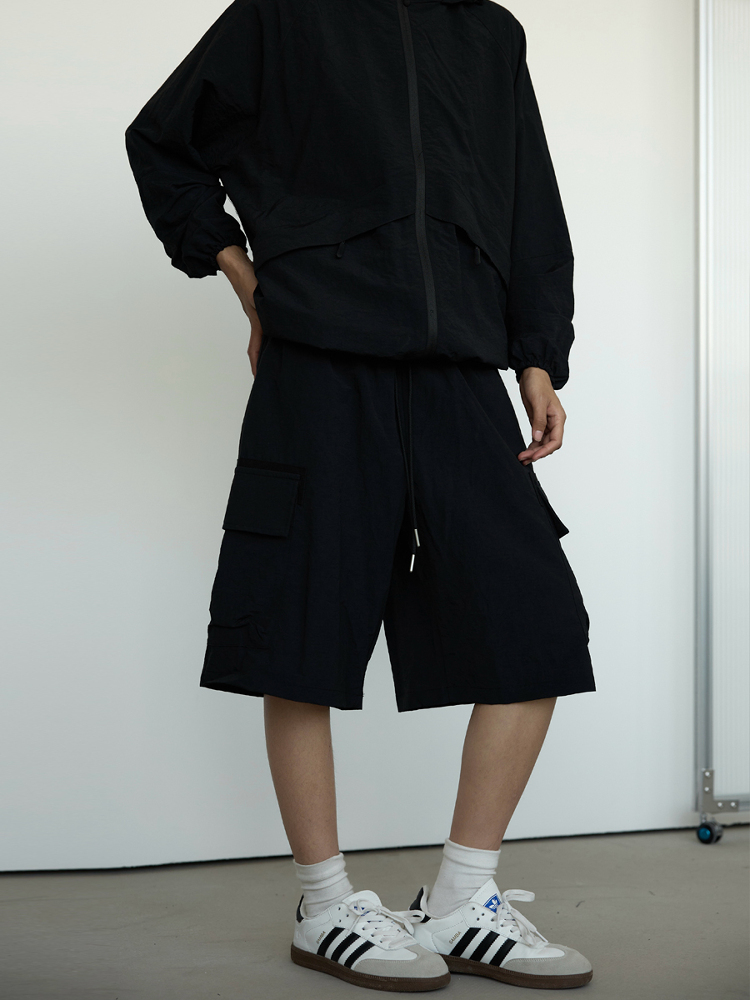 Men's Black Casual Workwear Shorts - Loose Fit Summer Five-Point Pants for Trendy Style Men's Black Casual Workwear Shorts - Loose Fit Summer Five-Point Pants for Trendy Style