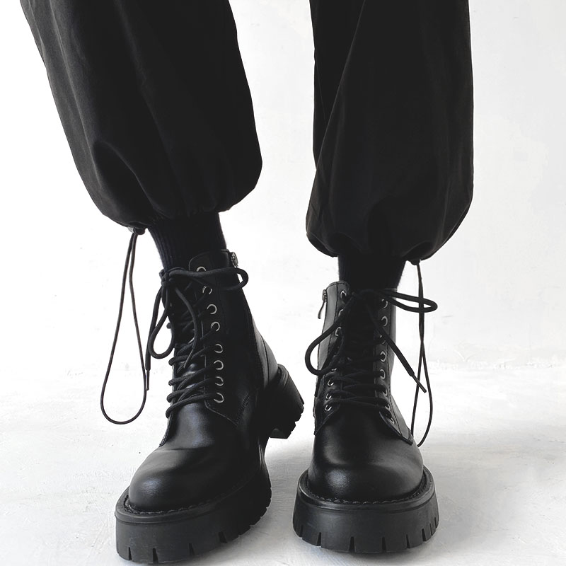 Men's Black Martin Boots - Cool Side Zipper Genuine Leather High-Top Motorcycle Work Boots, Thick-Soled European American Style Men's Black Martin Boots - Cool Side Zipper Genuine Leather High-Top Motorcycle Work Boots, Thick-Soled European American Style