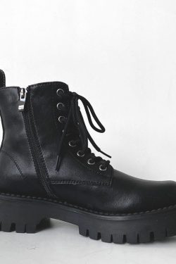 Men's Black Martin Boots - Cool Side Zipper Genuine Leather High-Top Motorcycle Work Boots, Thick-Soled European American Style