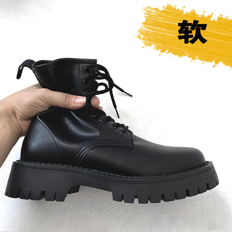 Men's Black Martin Boots - Cool Side Zipper Genuine Leather High-Top Motorcycle Work Boots, Thick-Soled European American Style Men's Black Martin Boots - Cool Side Zipper Genuine Leather High-Top Motorcycle Work Boots, Thick-Soled European American Style