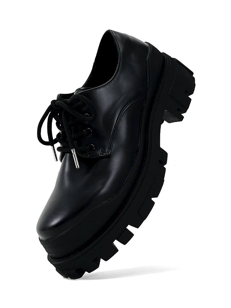 Men's Black Thick-Soled Derby Shoes, Cleanfit Leather, British Style Formal Footwear for Commuting, Classic Big-Toe Design Men's Black Thick-Soled Derby Shoes, Cleanfit Leather, British Style Formal Footwear for Commuting, Classic Big-Toe Design