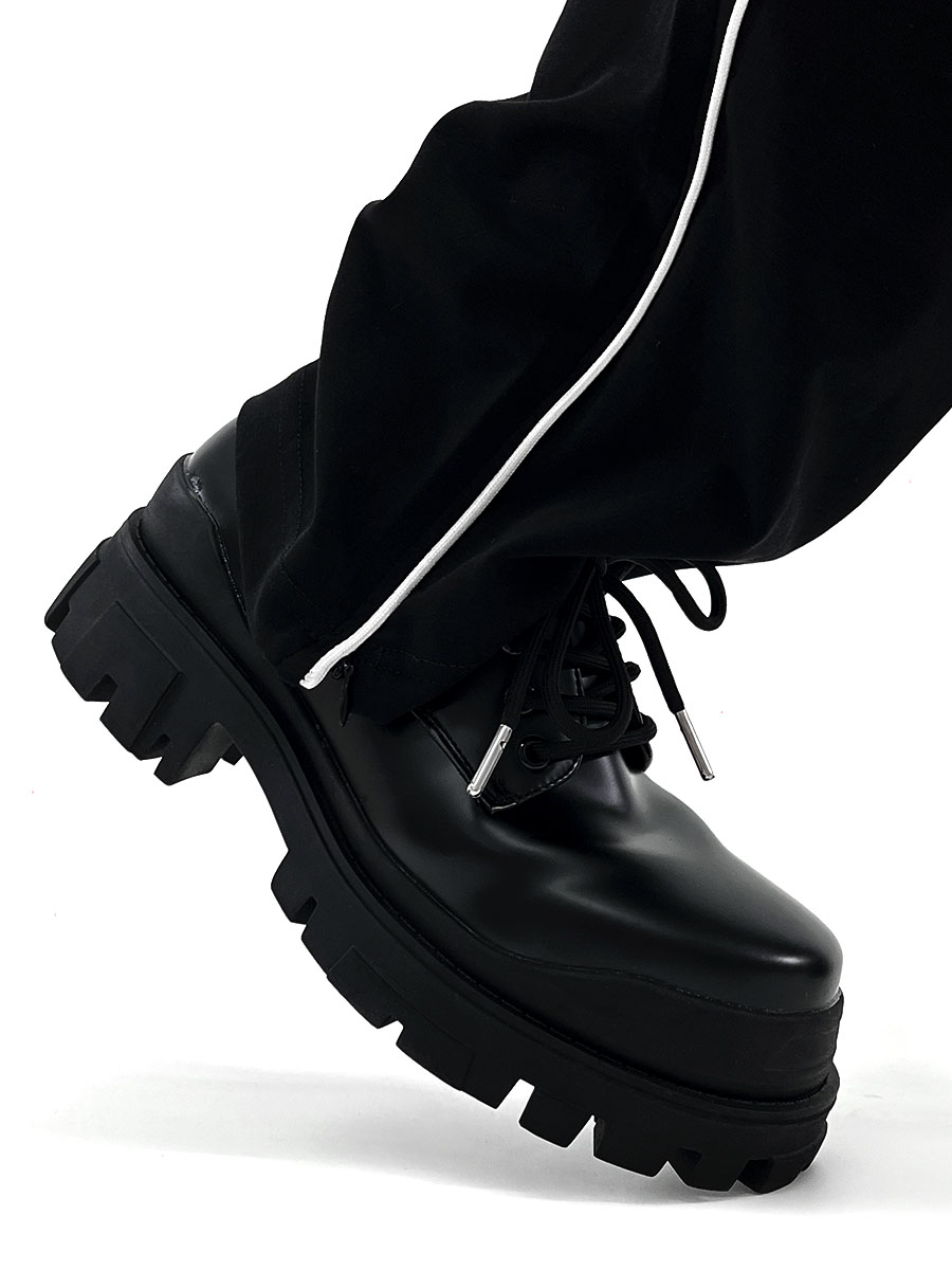 Men's Black Thick-Soled Derby Shoes, Cleanfit Leather, British Style Formal Footwear for Commuting, Classic Big-Toe Design Men's Black Thick-Soled Derby Shoes, Cleanfit Leather, British Style Formal Footwear for Commuting, Classic Big-Toe Design