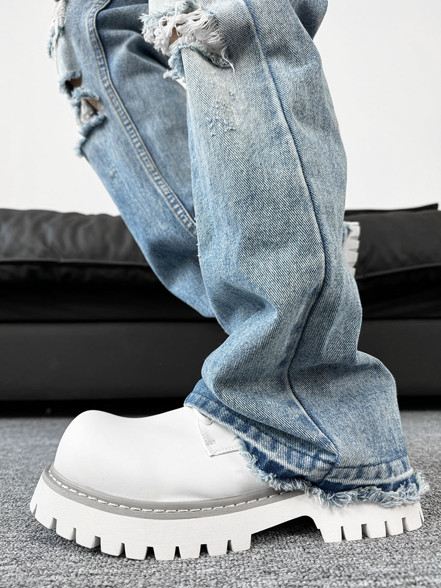 Men's British Retro Round-Toe Derby Shoes - Cleanfit Brown Leather, Thick Sole, Height-Increasing Mickey Design, Trendy Work Style Men's British Retro Round-Toe Derby Shoes - Cleanfit Brown Leather, Thick Sole, Height-Increasing Mickey Design, Trendy Work Style