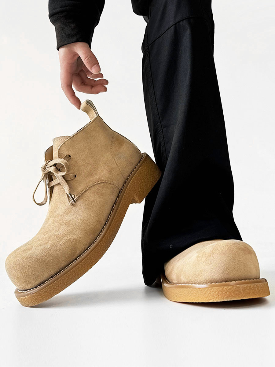 Men's Brown Suede Martin Boots - Round Toe British Style Work Boots for Winter, Big Head Design, Comfortable Derby Shoes Men's Brown Suede Martin Boots - Round Toe British Style Work Boots for Winter, Big Head Design, Comfortable Derby Shoes