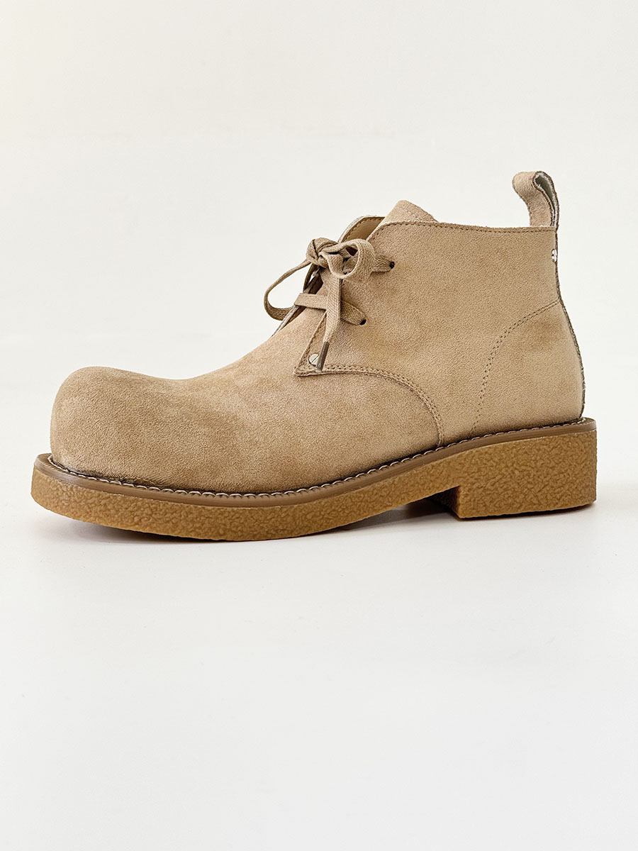 Men's Brown Suede Martin Boots - Round Toe British Style Work Boots for Winter, Big Head Design, Comfortable Derby Shoes Men's Brown Suede Martin Boots - Round Toe British Style Work Boots for Winter, Big Head Design, Comfortable Derby Shoes