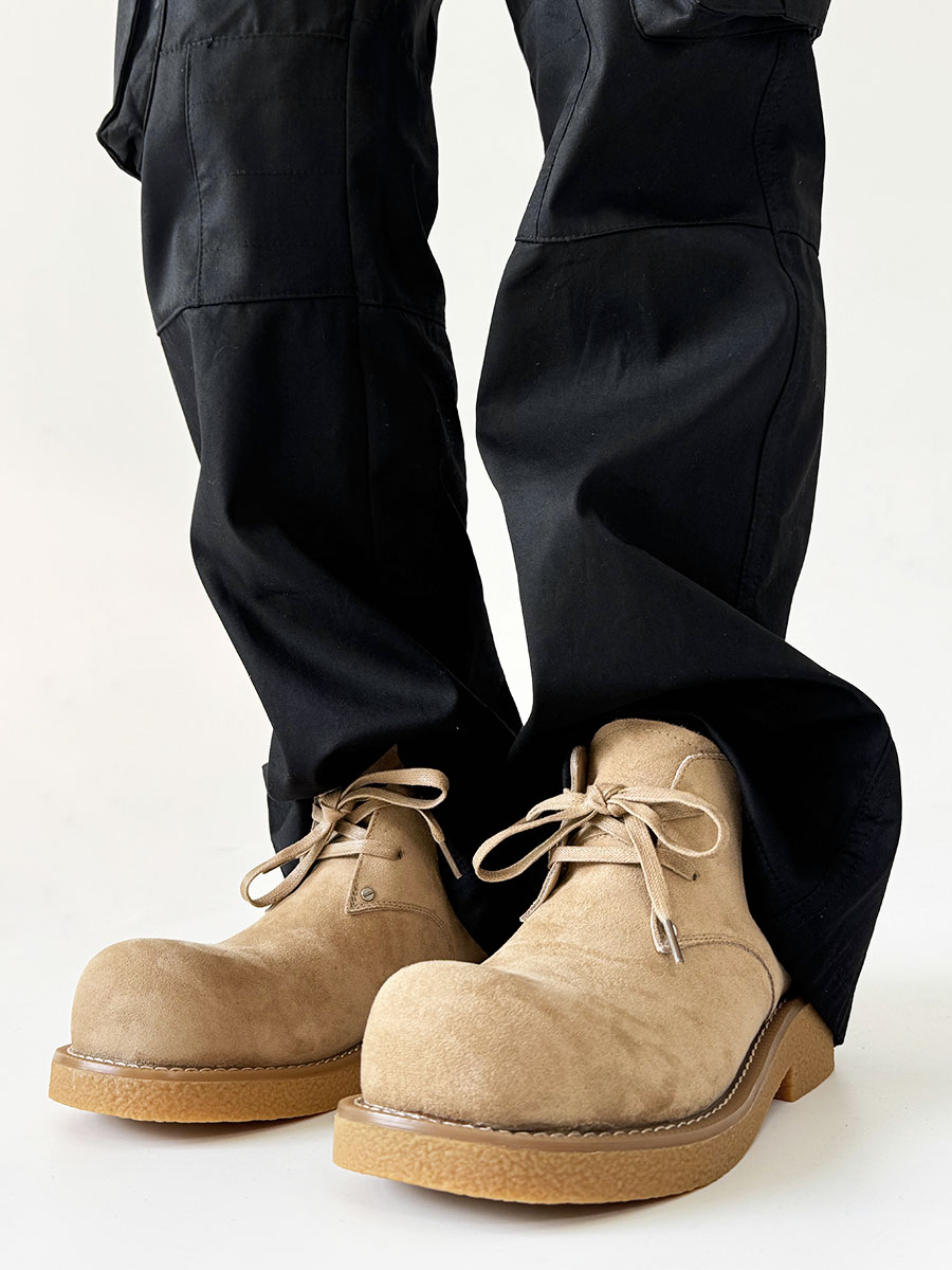 Men's Brown Suede Martin Boots - Round Toe British Style Work Boots for Winter, Big Head Design, Comfortable Derby Shoes Men's Brown Suede Martin Boots - Round Toe British Style Work Boots for Winter, Big Head Design, Comfortable Derby Shoes