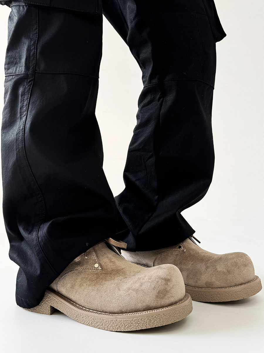 Men's Brown Suede Martin Boots - Round Toe British Style Work Boots for Winter, Big Head Design, Comfortable Derby Shoes Men's Brown Suede Martin Boots - Round Toe British Style Work Boots for Winter, Big Head Design, Comfortable Derby Shoes