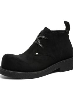 Men's Brown Suede Martin Boots - Round Toe British Style Work Boots for Winter, Big Head Design, Comfortable Derby Shoes