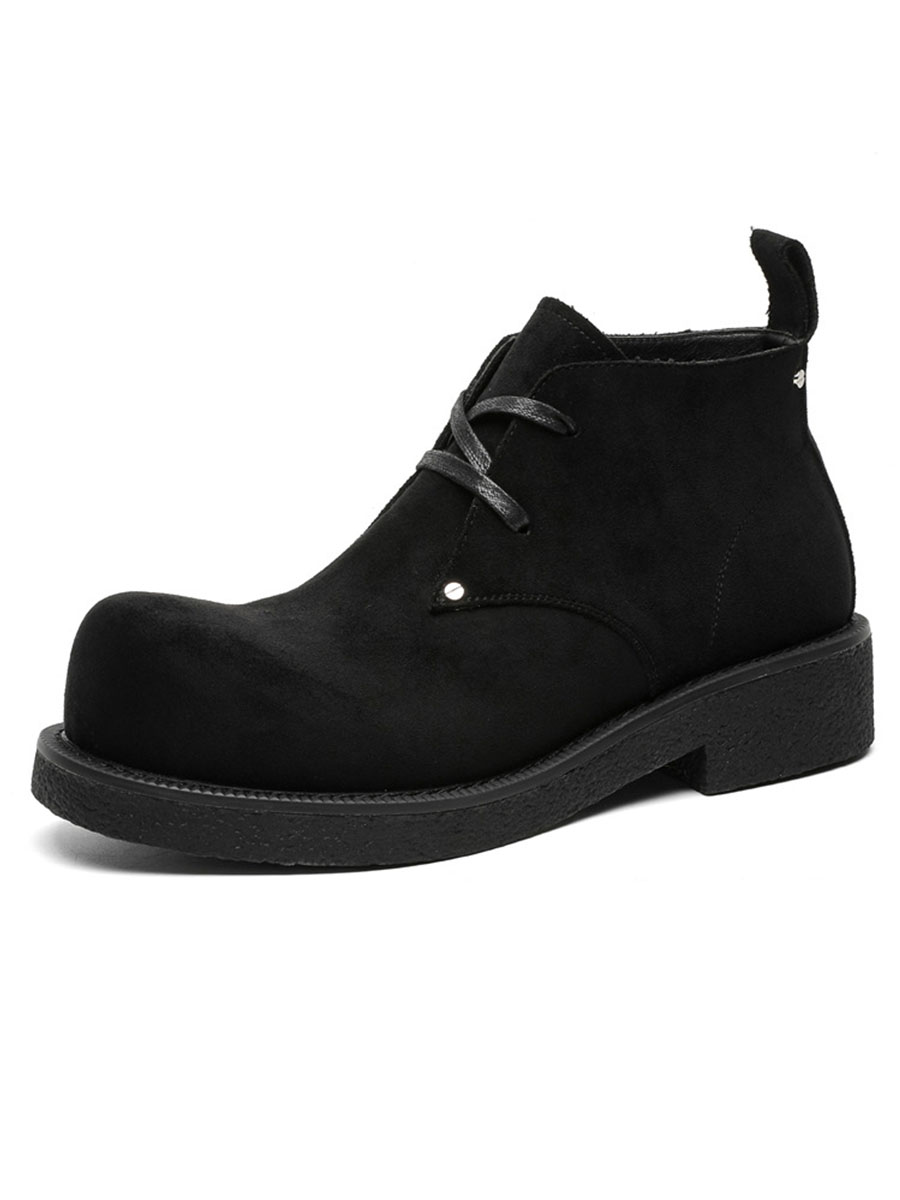 Men's Brown Suede Martin Boots - Round Toe British Style Work Boots for Winter, Big Head Design, Comfortable Derby Shoes Men's Brown Suede Martin Boots - Round Toe British Style Work Boots for Winter, Big Head Design, Comfortable Derby Shoes