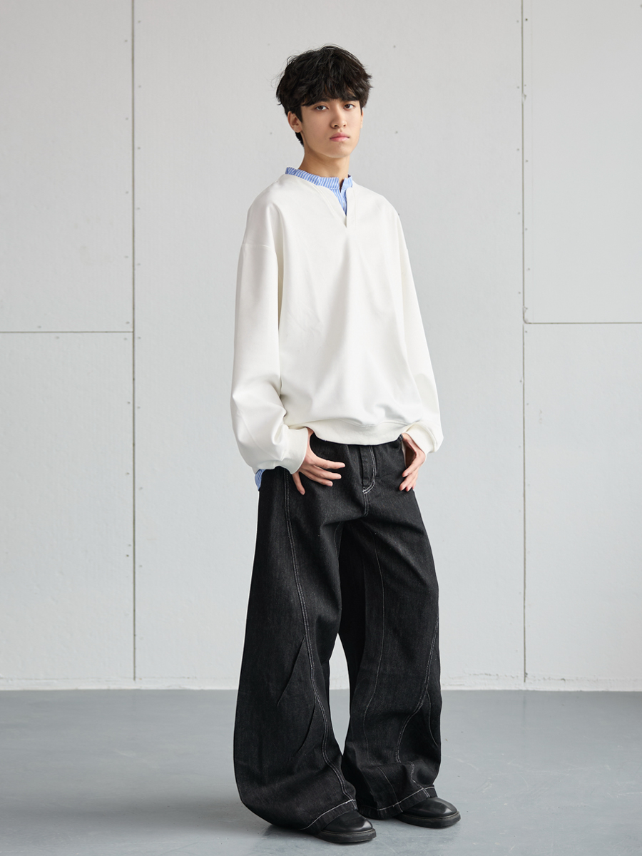 Men's Casual Long-Sleeve Henley T-Shirt, Striped Splicing, Versatile Two-Piece Top, Spring 2025 Fashion, Y2K Inspired Men's Casual Long-Sleeve Henley T-Shirt, Striped Splicing, Versatile Two-Piece Top, Spring 2025 Fashion, Y2K Inspired