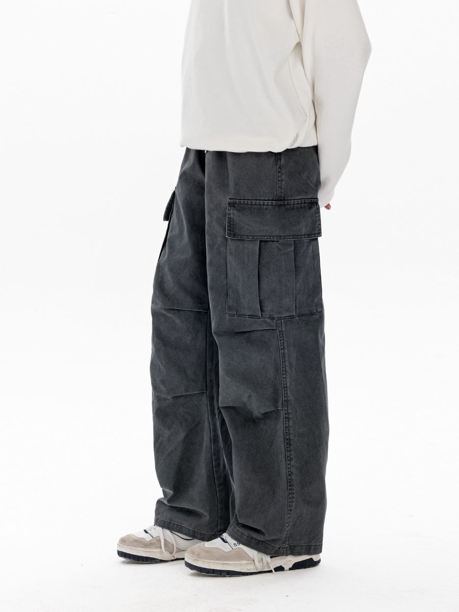 Men's Casual Loose Big Pocket Pants - Foldable Design, Straight Leg, Trendy Spring Fashion Men's Casual Loose Big Pocket Pants - Foldable Design, Straight Leg, Trendy Spring Fashion