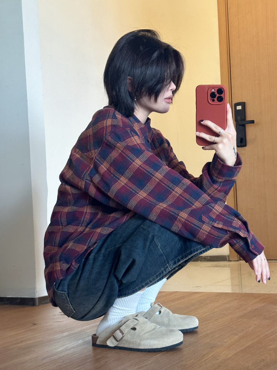 Men's Casual Plaid Long Sleeve Shirt - Versatile Spring Jacket for Couples, Trendy Regular Fit for Everyday Style Men's Casual Plaid Long Sleeve Shirt - Versatile Spring Jacket for Couples, Trendy Regular Fit for Everyday Style