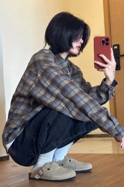 Men's Casual Plaid Long Sleeve Shirt - Versatile Spring Jacket for Couples, Trendy Regular Fit for Everyday Style