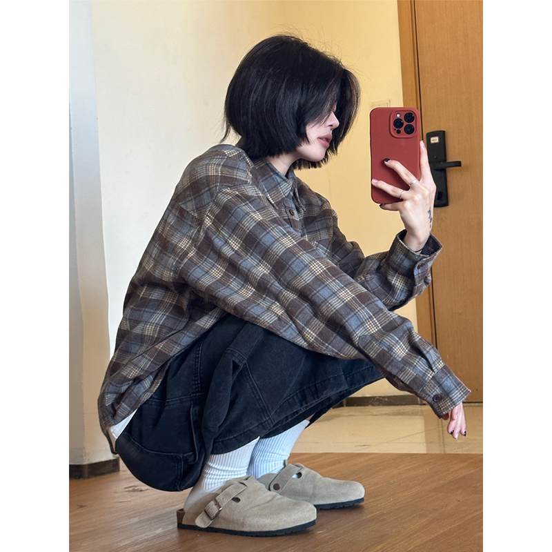 Men's Casual Plaid Long Sleeve Shirt - Versatile Spring Jacket for Couples, Trendy Regular Fit for Everyday Style Men's Casual Plaid Long Sleeve Shirt - Versatile Spring Jacket for Couples, Trendy Regular Fit for Everyday Style