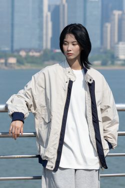 Men's Color Block Stand Collar Jacket - Loose Fit Spring 2025 Couples Outerwear - Trendy Korean Style