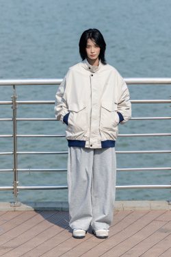 Men's Color Block Stand Collar Jacket - Loose Fit Spring 2025 Couples Outerwear - Trendy Korean Style