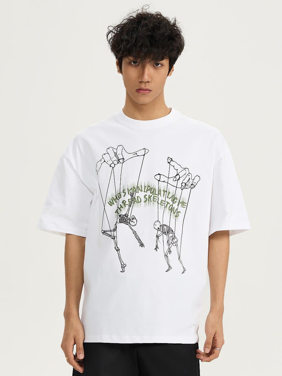 Men's Creative Hand-Painted Pattern Short Sleeve T-Shirt, Loose Fit Pure Cotton Top, Versatile 2025 Style Men's Creative Hand-Painted Pattern Short Sleeve T-Shirt, Loose Fit Pure Cotton Top, Versatile 2025 Style