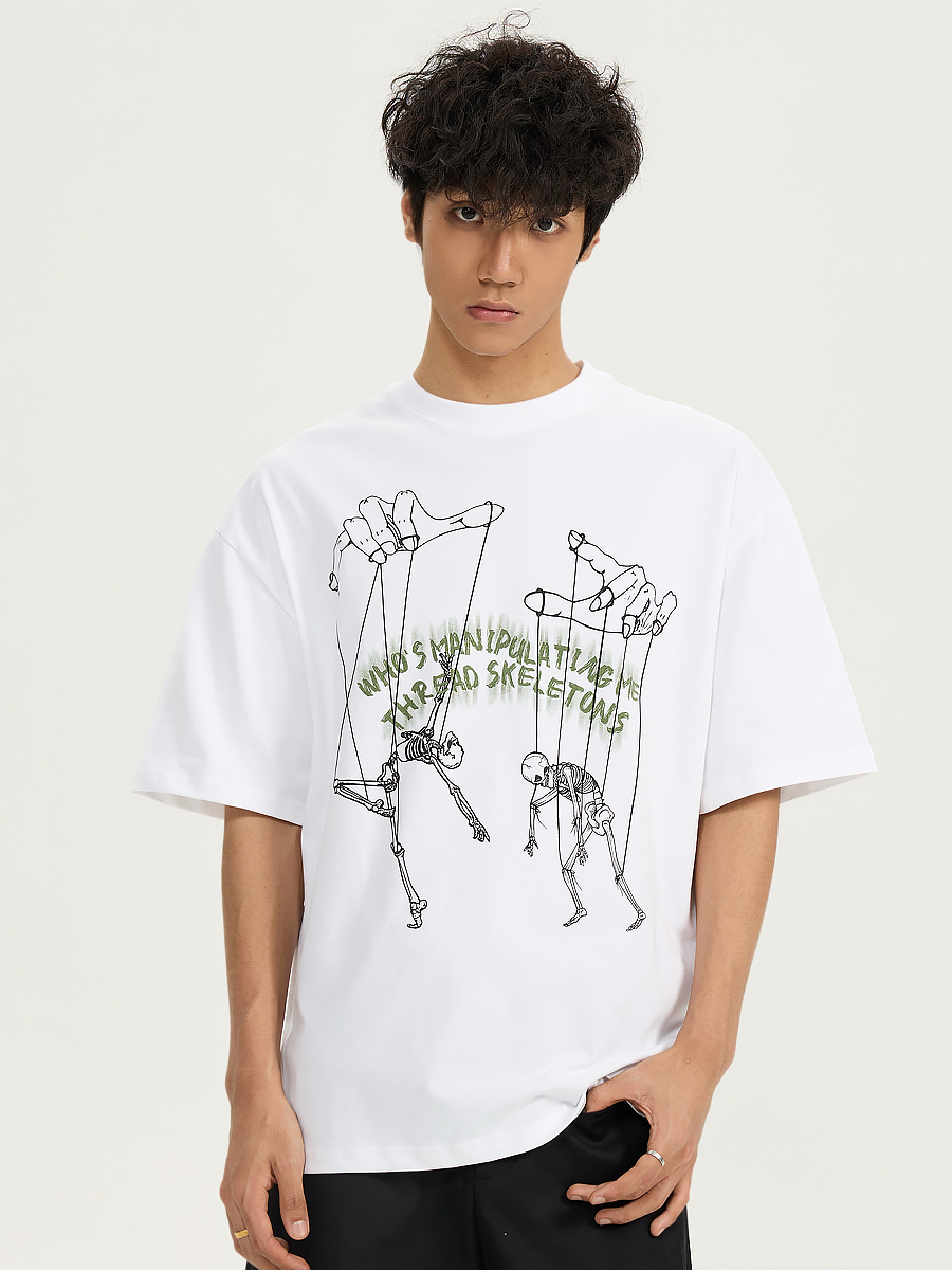 Men's Creative Hand-Painted Pattern Short Sleeve T-Shirt, Loose Fit Pure Cotton Top, Versatile 2025 Style Men's Creative Hand-Painted Pattern Short Sleeve T-Shirt, Loose Fit Pure Cotton Top, Versatile 2025 Style