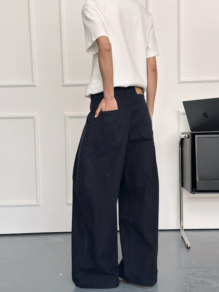 Men's Curved Blade Wide-Leg Pants - Trendy Casual Trousers, American Street Style, Versatile Baagy Design Men's Curved Blade Wide-Leg Pants - Trendy Casual Trousers, American Street Style, Versatile Baagy Design