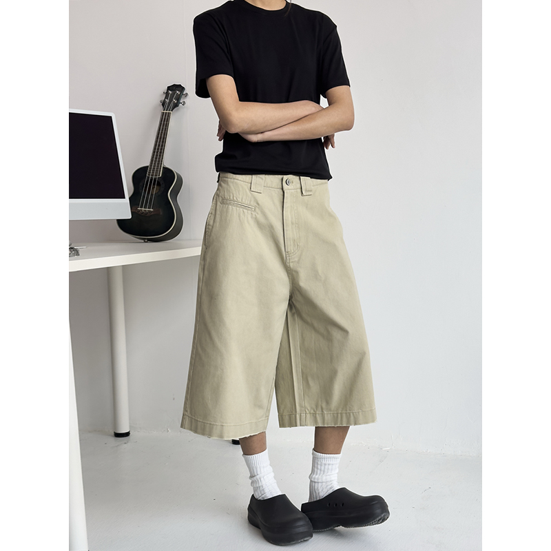 Men's Distressed Work Shorts - American Retro Barn Style, Straight-Cut Seven-Point Pants, Casual Couple's Summer Fashion Men's Distressed Work Shorts - American Retro Barn Style, Straight-Cut Seven-Point Pants, Casual Couple's Summer Fashion