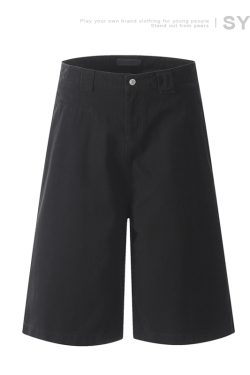 Men's Distressed Work Shorts - American Retro Barn Style, Straight-Cut Seven-Point Pants, Casual Couple's Summer Fashion